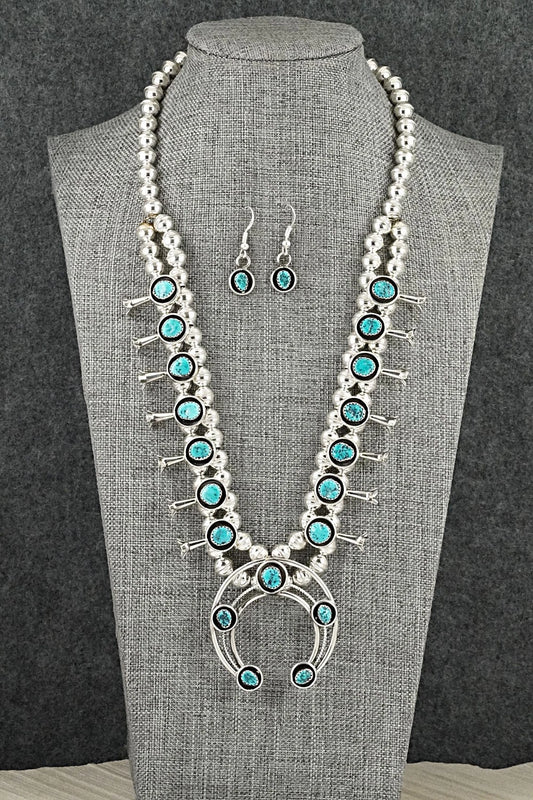 Turquoise & Sterling Silver Squash Blossom Set - Phil Garcia