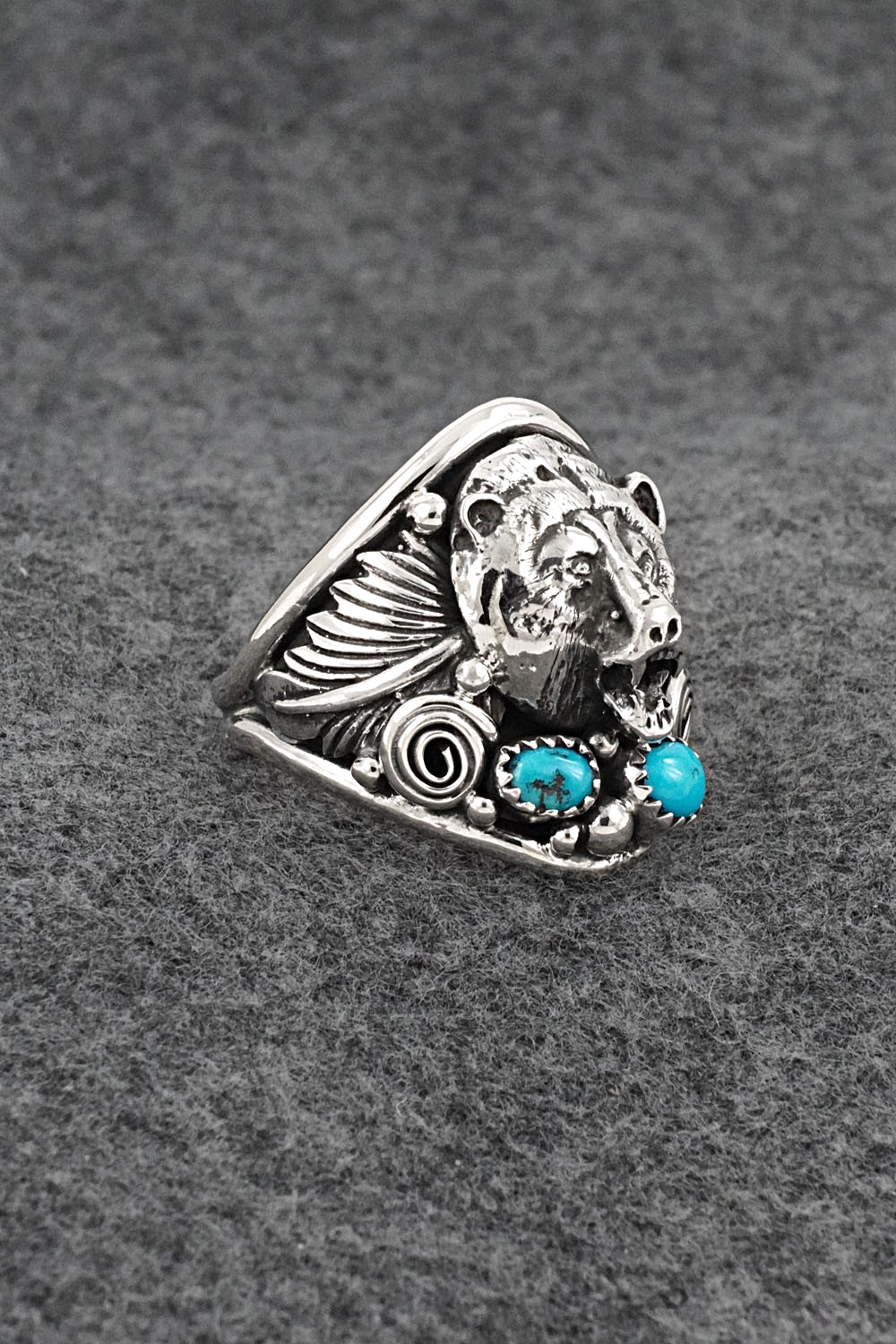 Turquoise & Sterling Silver Ring - Jeanette Saunders - Size 13