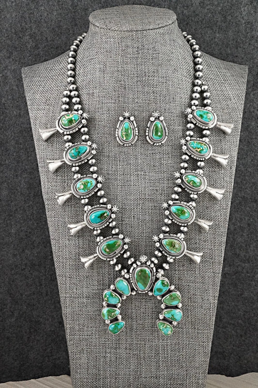 Turquoise & Sterling Silver Squash Blossom Set - Bob Becenti
