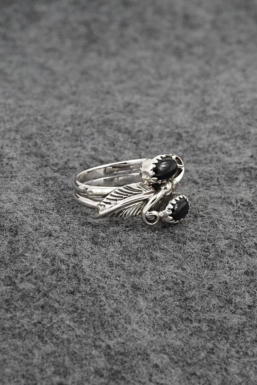 Onyx & Sterling Silver Ring - Harry B. Yazzie - Size 6