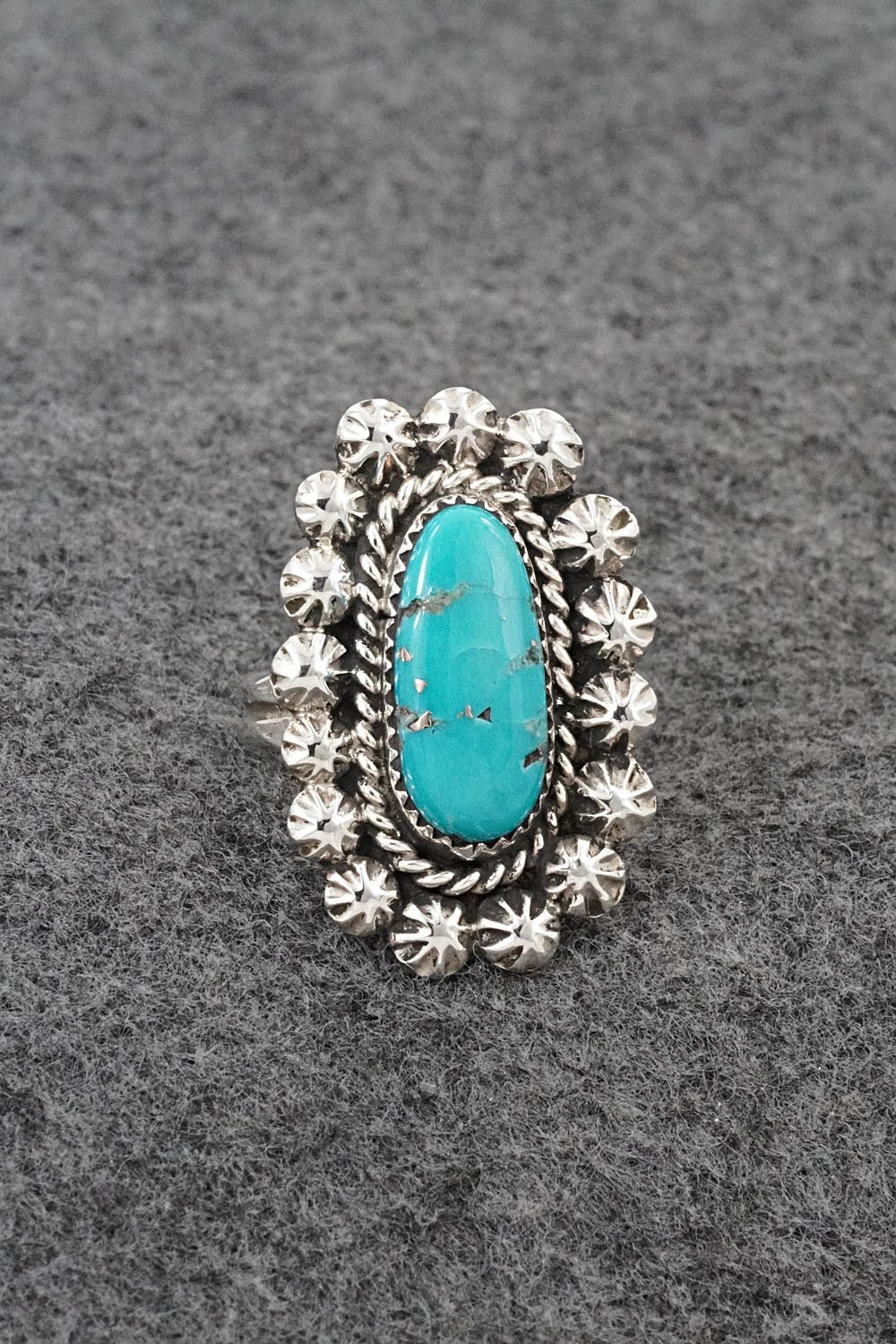 Turquoise & Sterling Silver Ring - Darius Arviso - Size 9
