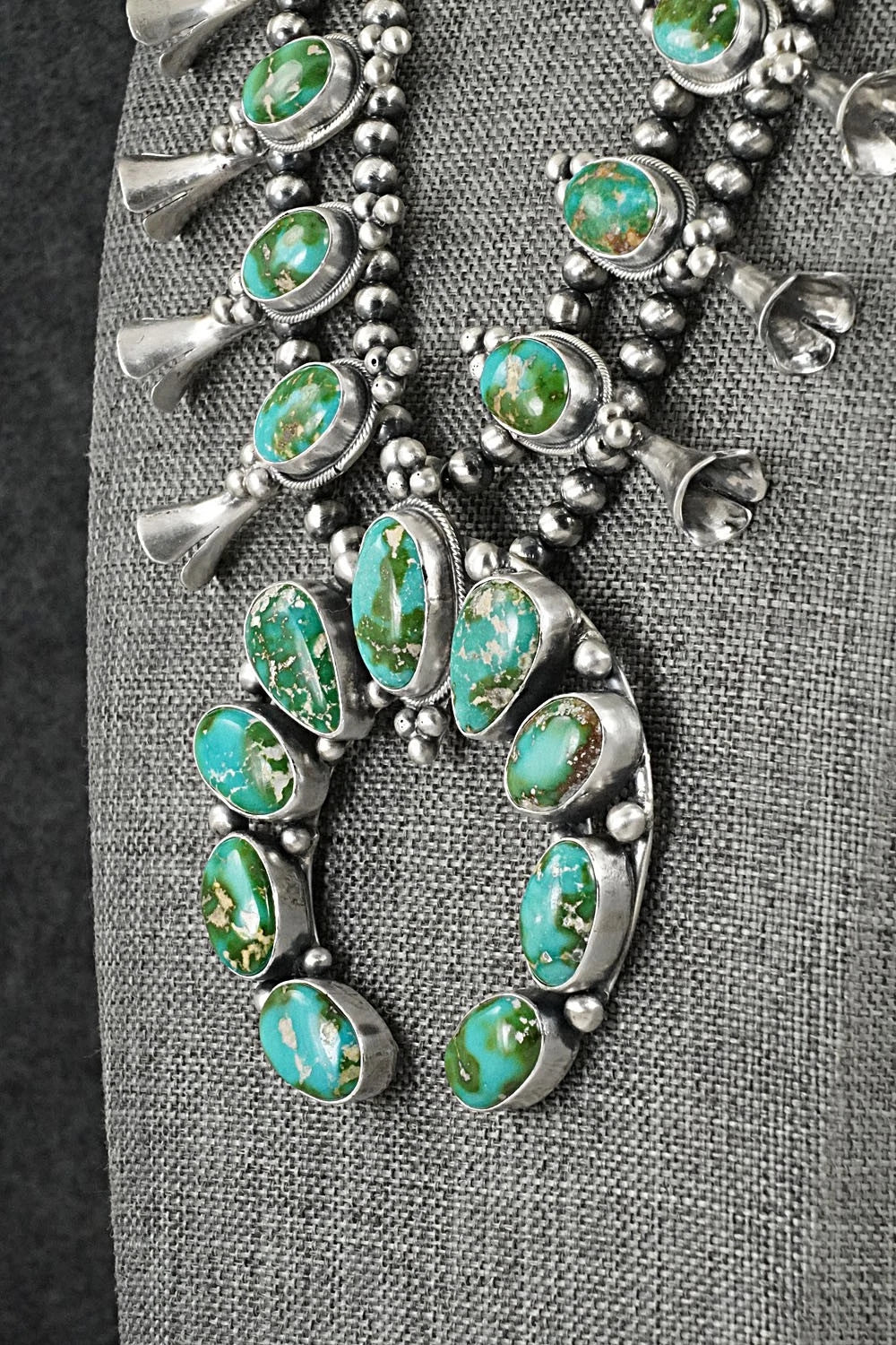 Turquoise & Sterling Silver Squash Blossom Set - Darrin Livingston
