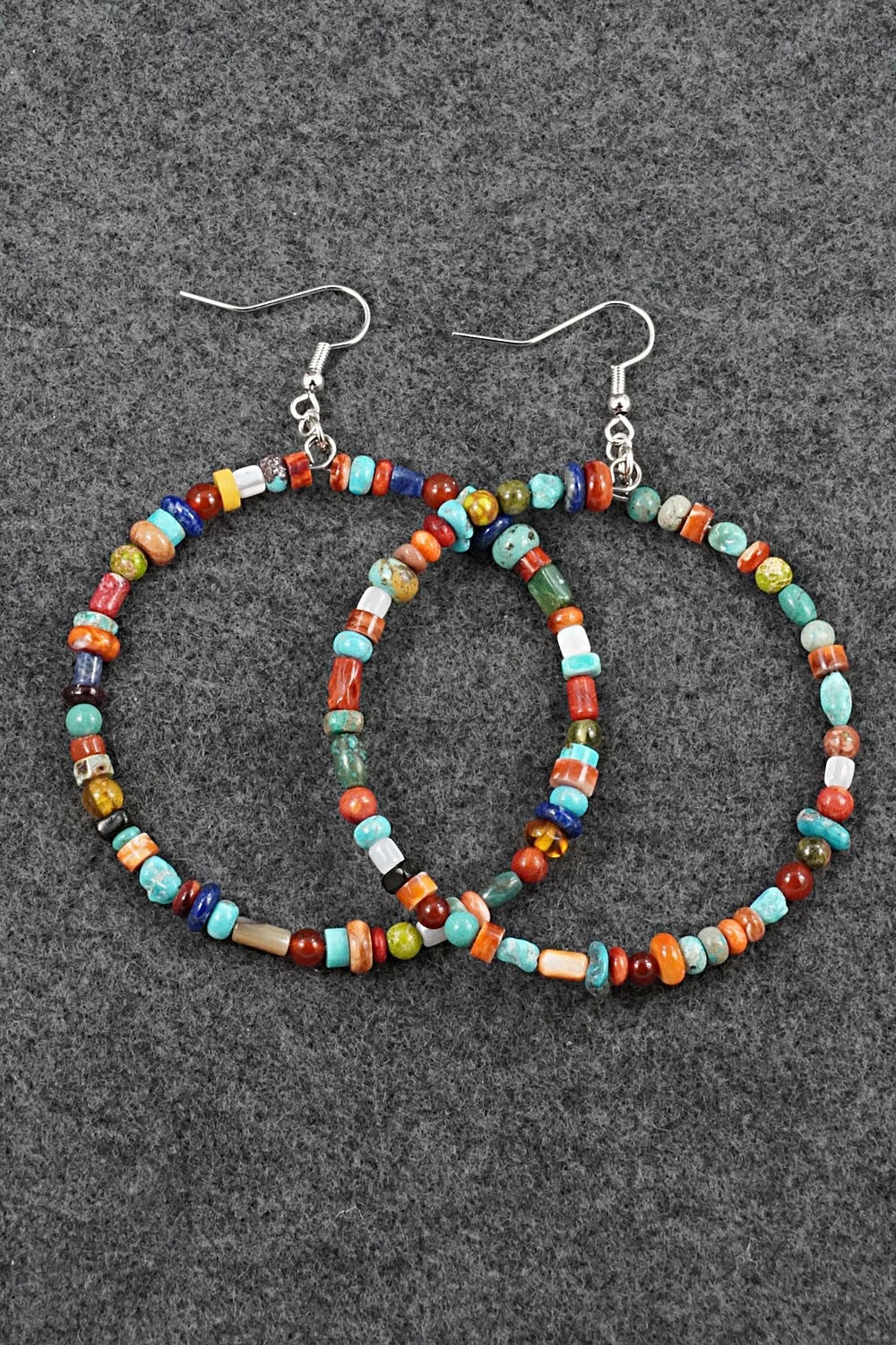 Multi-Stone & Sterling Silver Earrings - Helen Tsosie