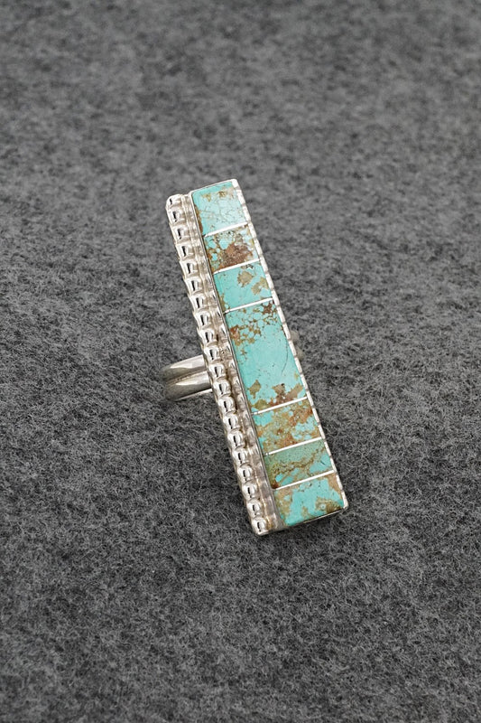 Turquoise & Sterling Silver Ring - Wilbert Grey - Size 9