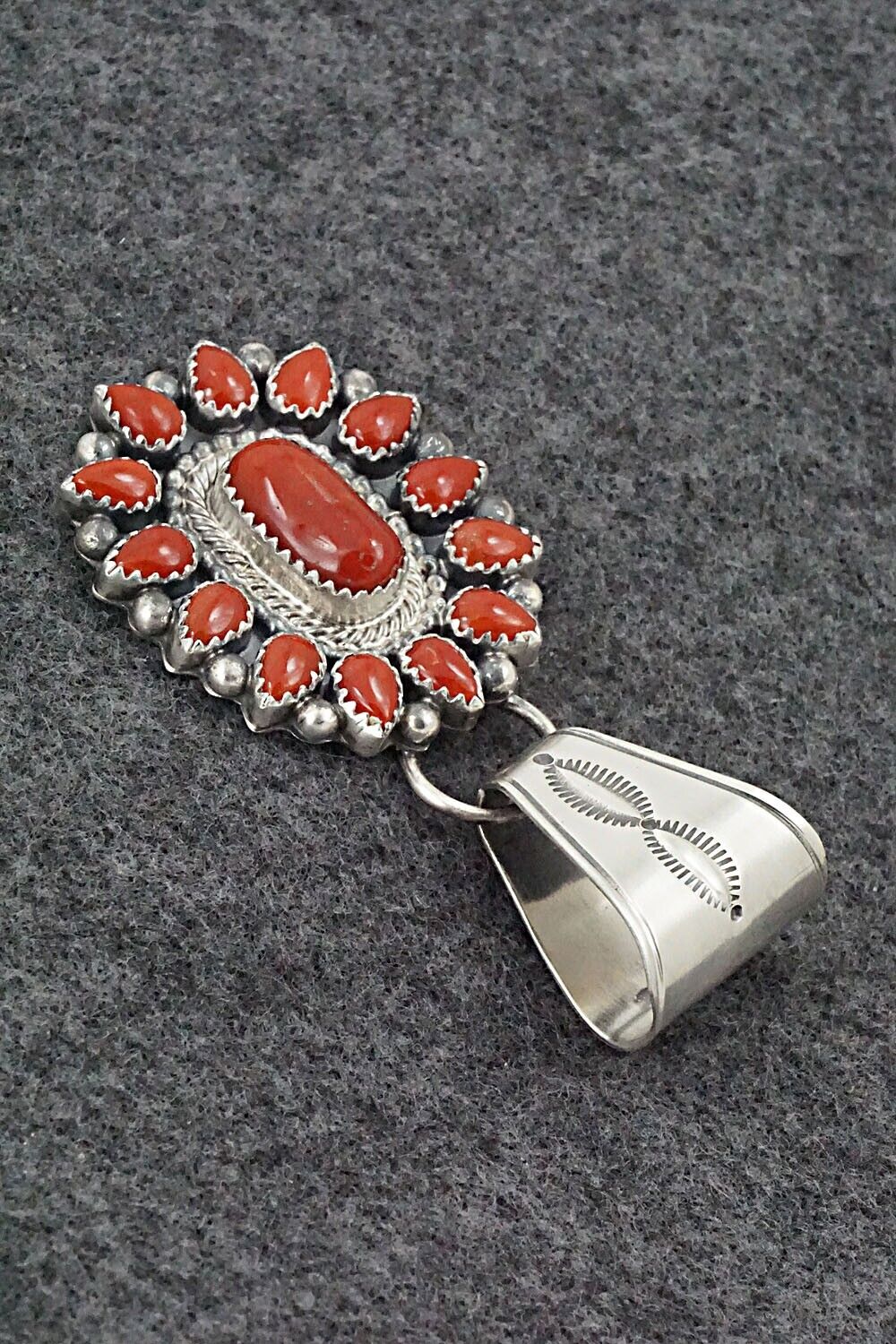Coral & Sterling Silver Pendant - Tom Lewis