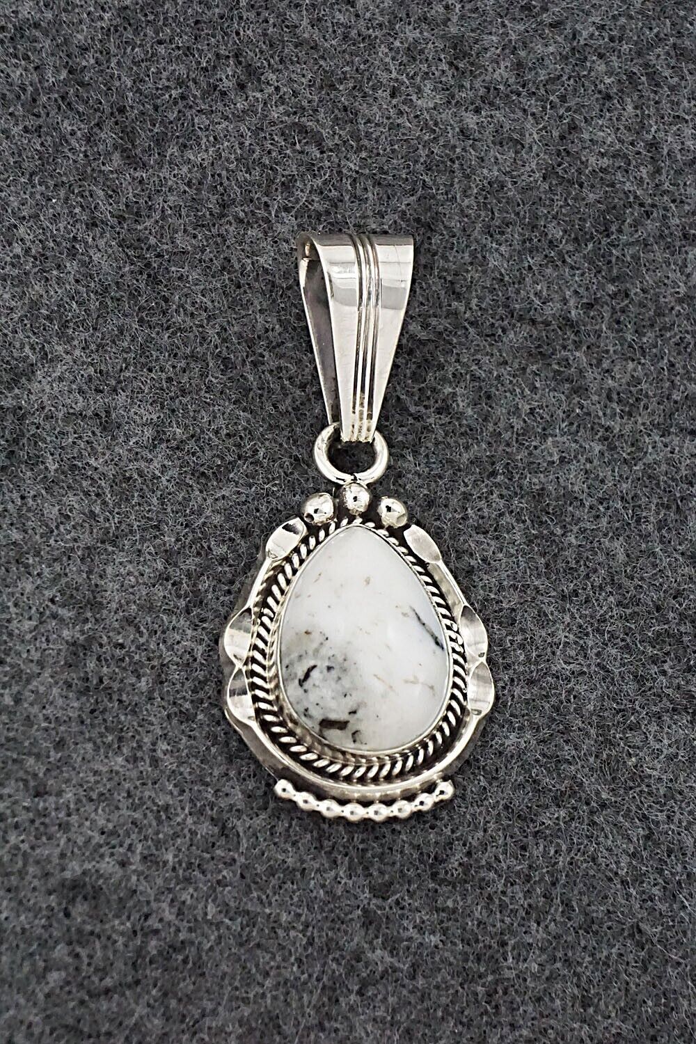 White Buffalo & Sterling Silver Pendant - Samuel Yellowhair