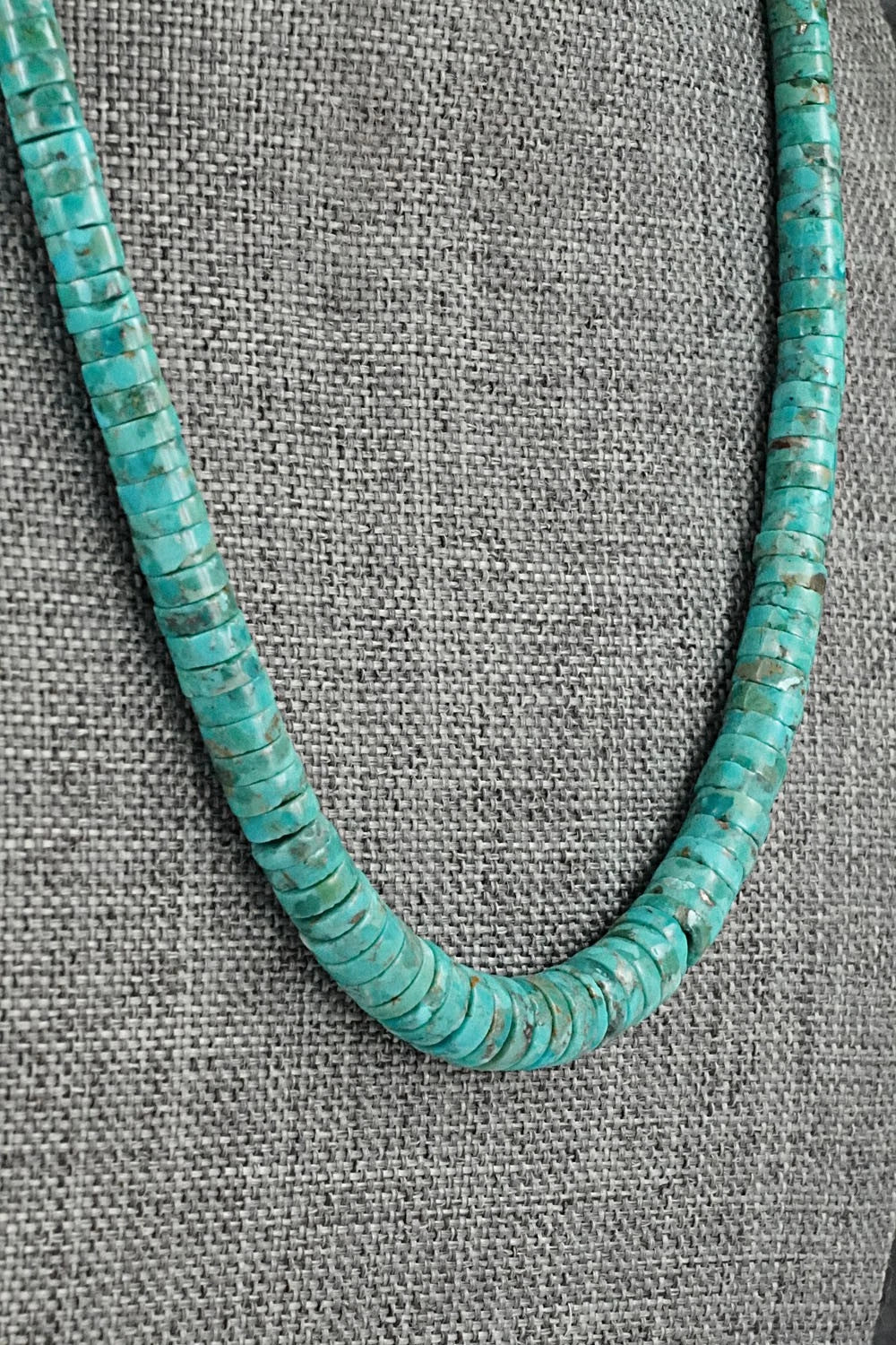 Turquoise & Sterling Silver Necklace 18" - Doreen Jake