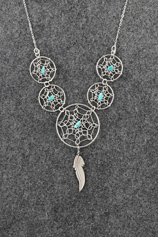 Turquoise & Sterling Silver Necklace - Lorenzo Arviso
