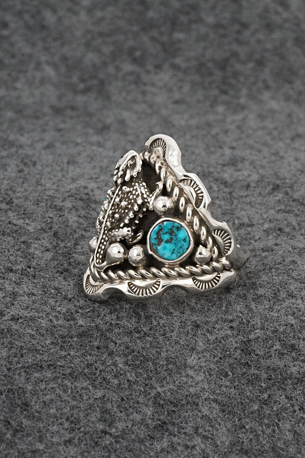 Turquoise & Sterling Silver Ring - Melvin Jones - Size 10.5