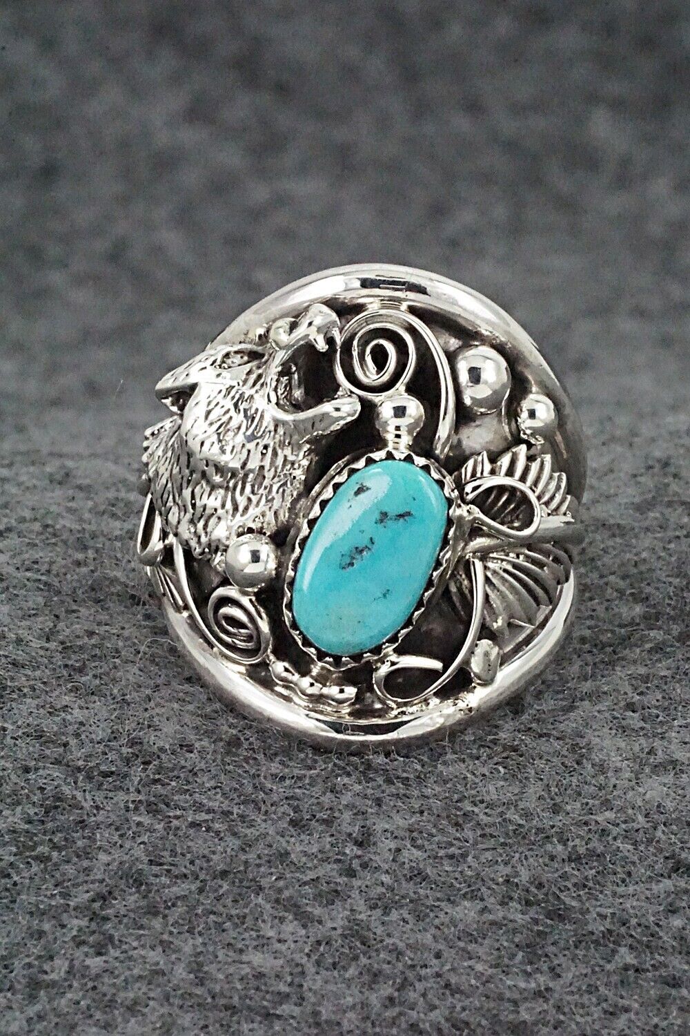 Turquoise & Sterling Silver Ring - Jeannette Saunders - Size 11.5