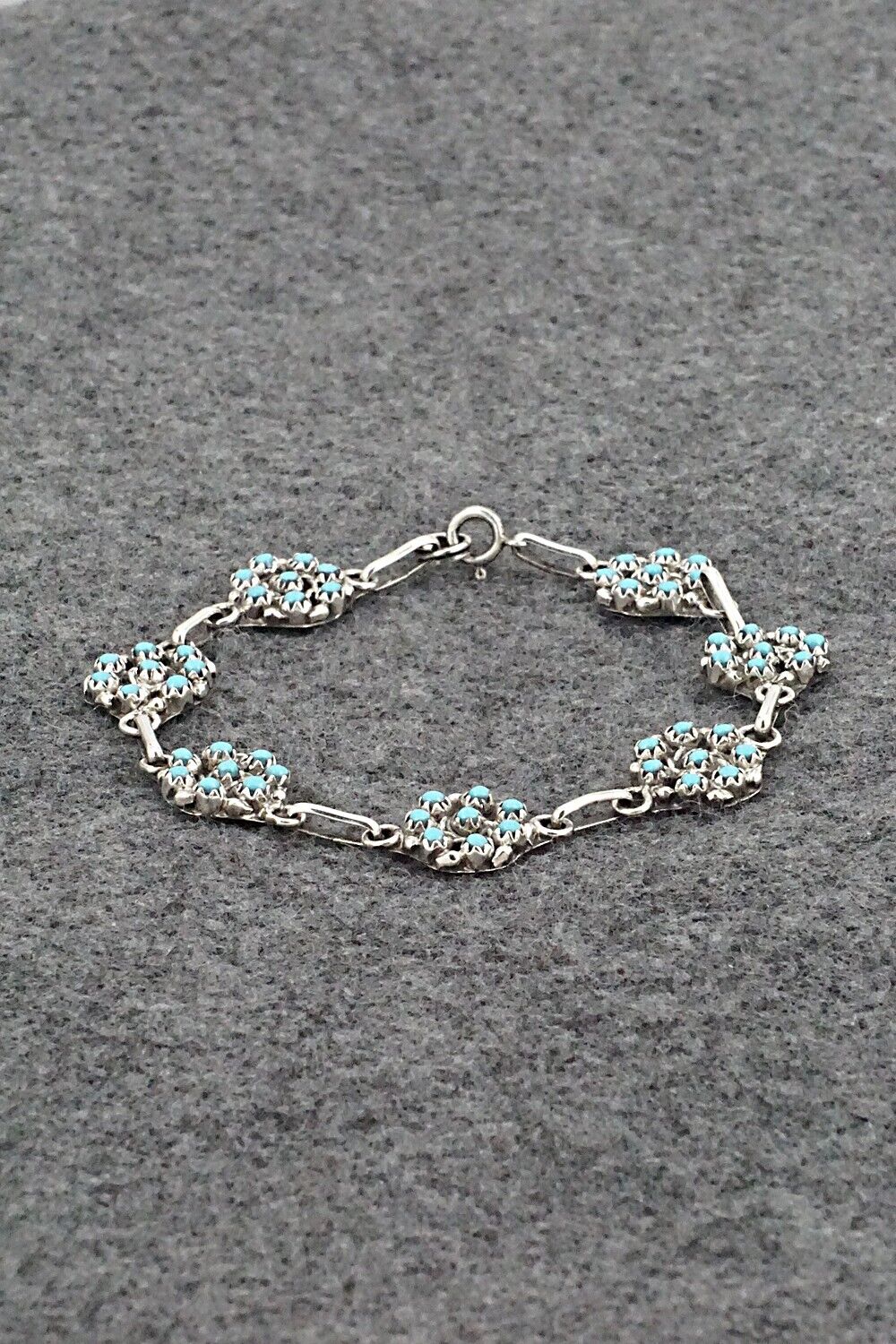 Turquoise & Sterling Silver Link Bracelet - Randy Hooee