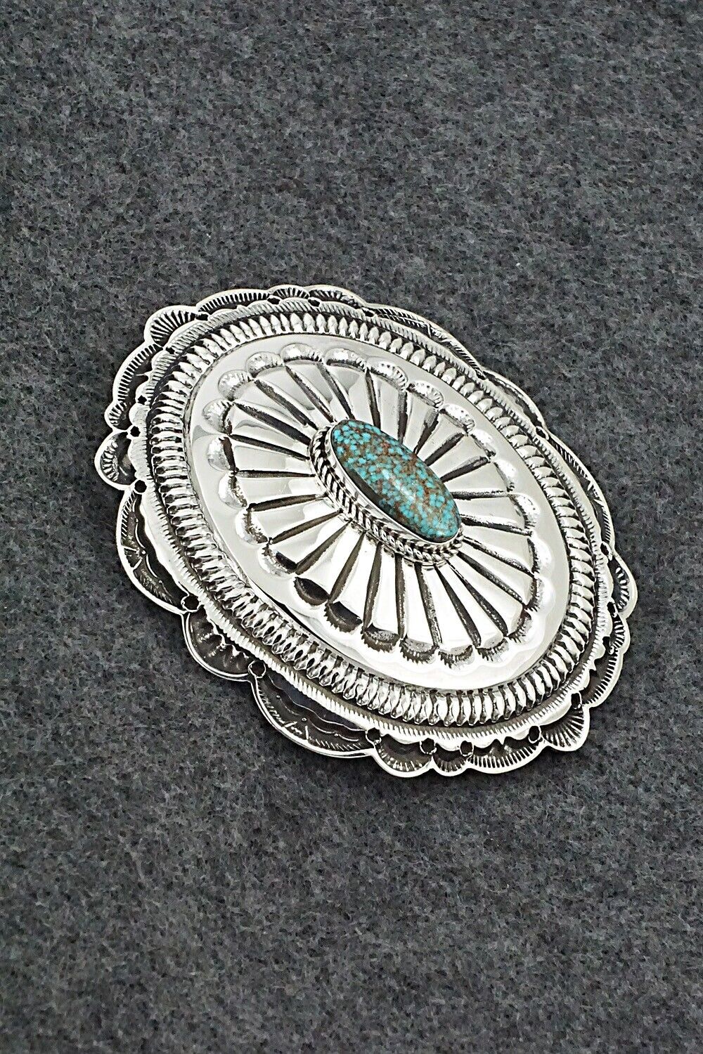 Turquoise & Sterling Silver Belt Buckle - Leonard Maloney