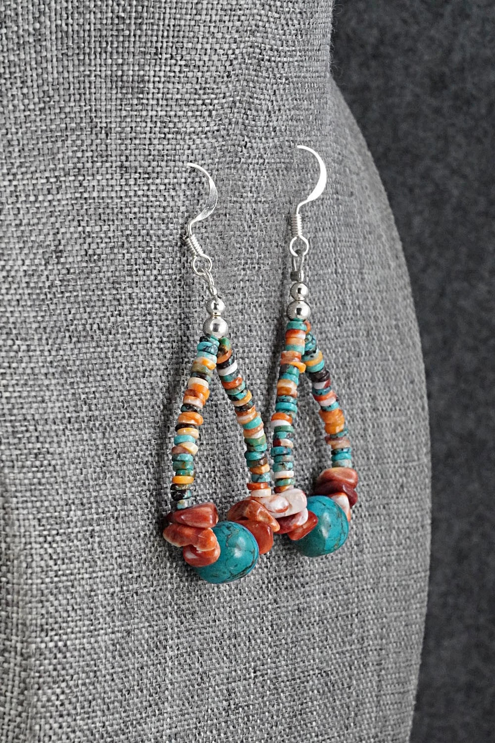Spiny Oyster, Turquoise & Sterling Silver Necklace Set - Erika Brown