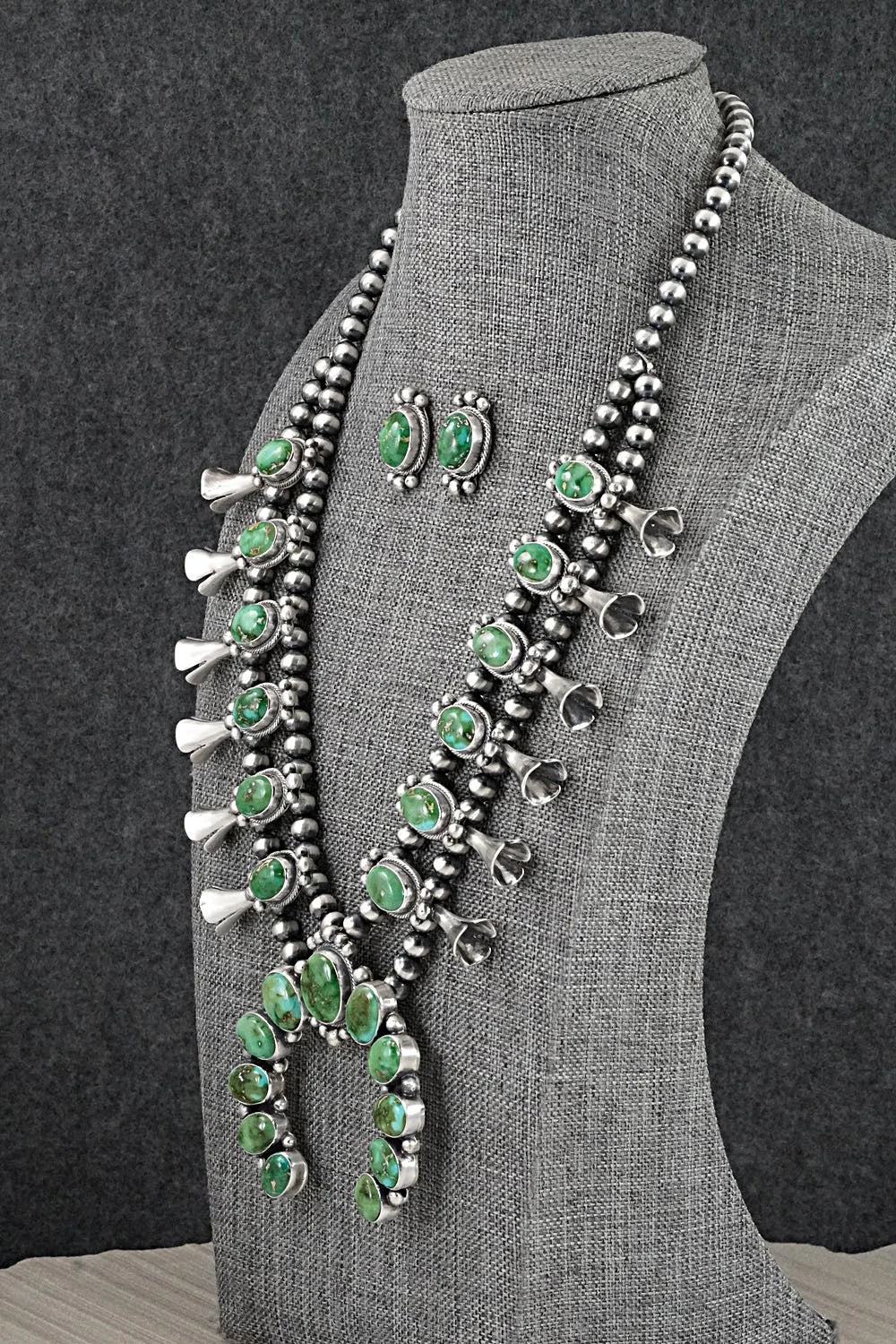 Turquoise & Sterling Silver Squash Blossom Set - Darrin Livingston