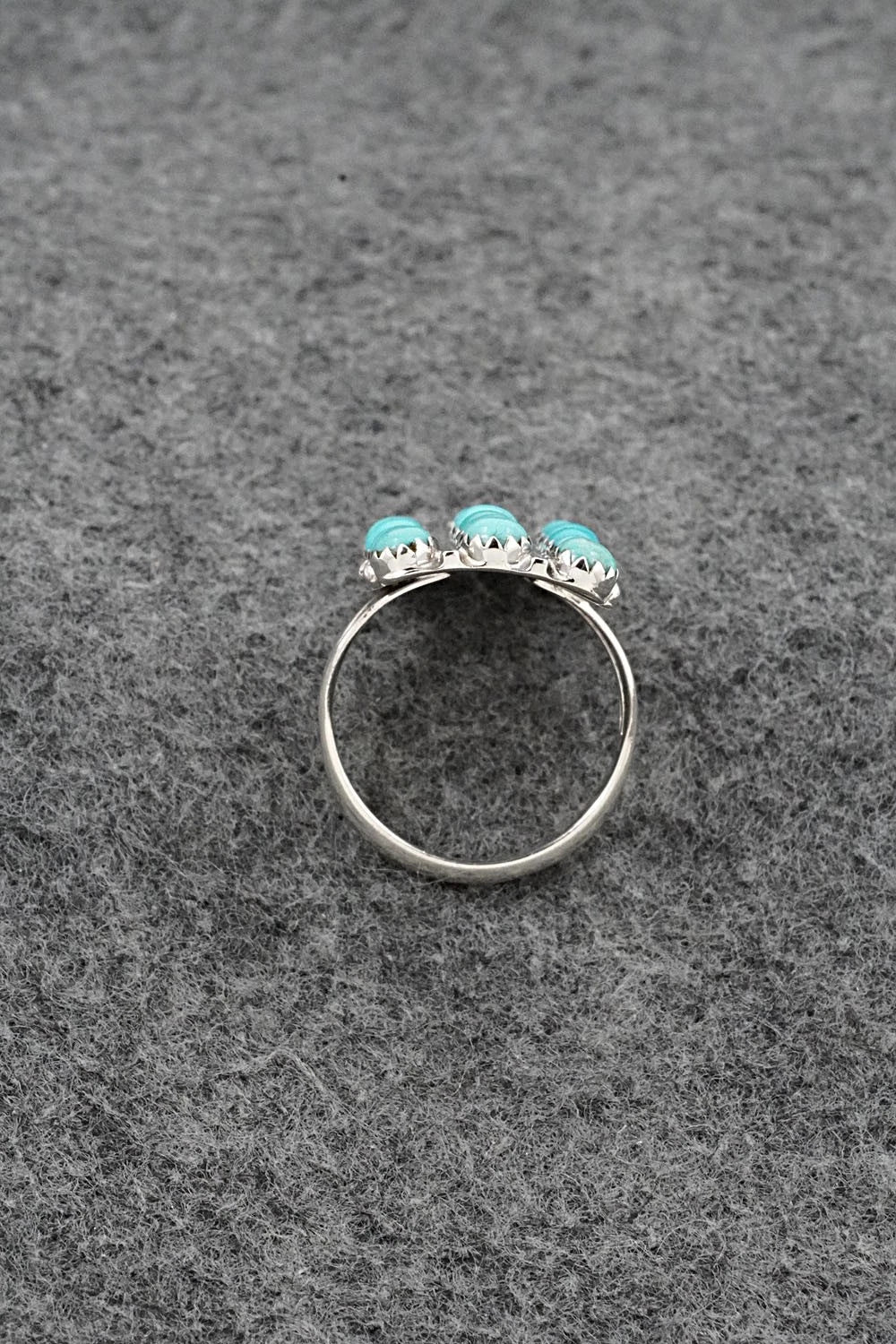 Turquoise & Sterling Silver Ring - Kenny Lonjose - Size 7.5