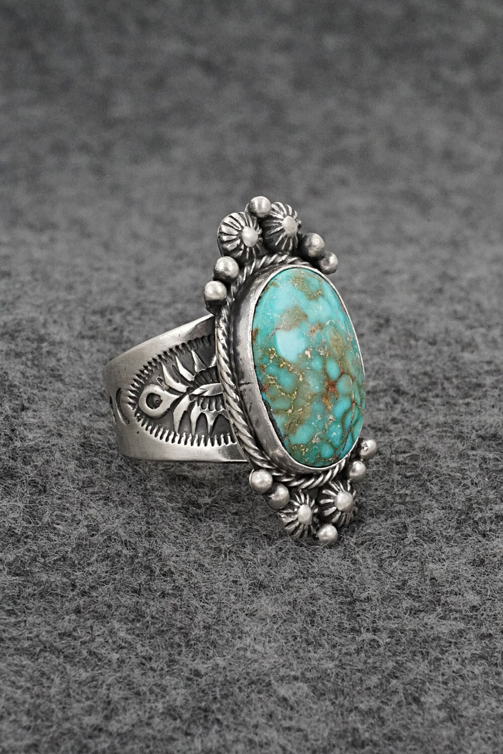 Turquoise & Sterling Silver Ring - Samuel Yellowhair - Size 7