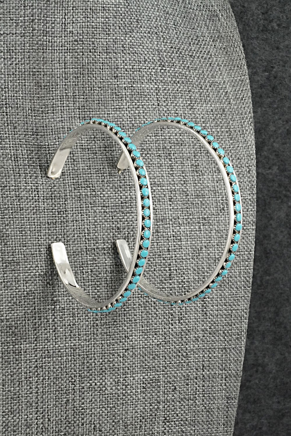 Turquoise & Sterling Silver Hoop Earrings - Lois Tzuni