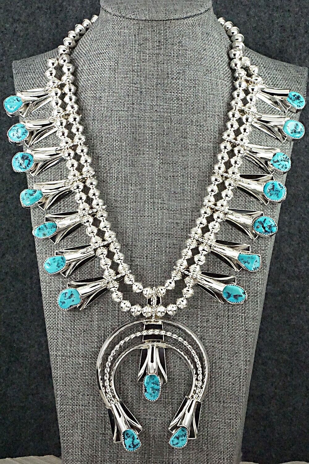 Turquoise & Sterling Silver Squash Blossom Set - Louise Yazzie