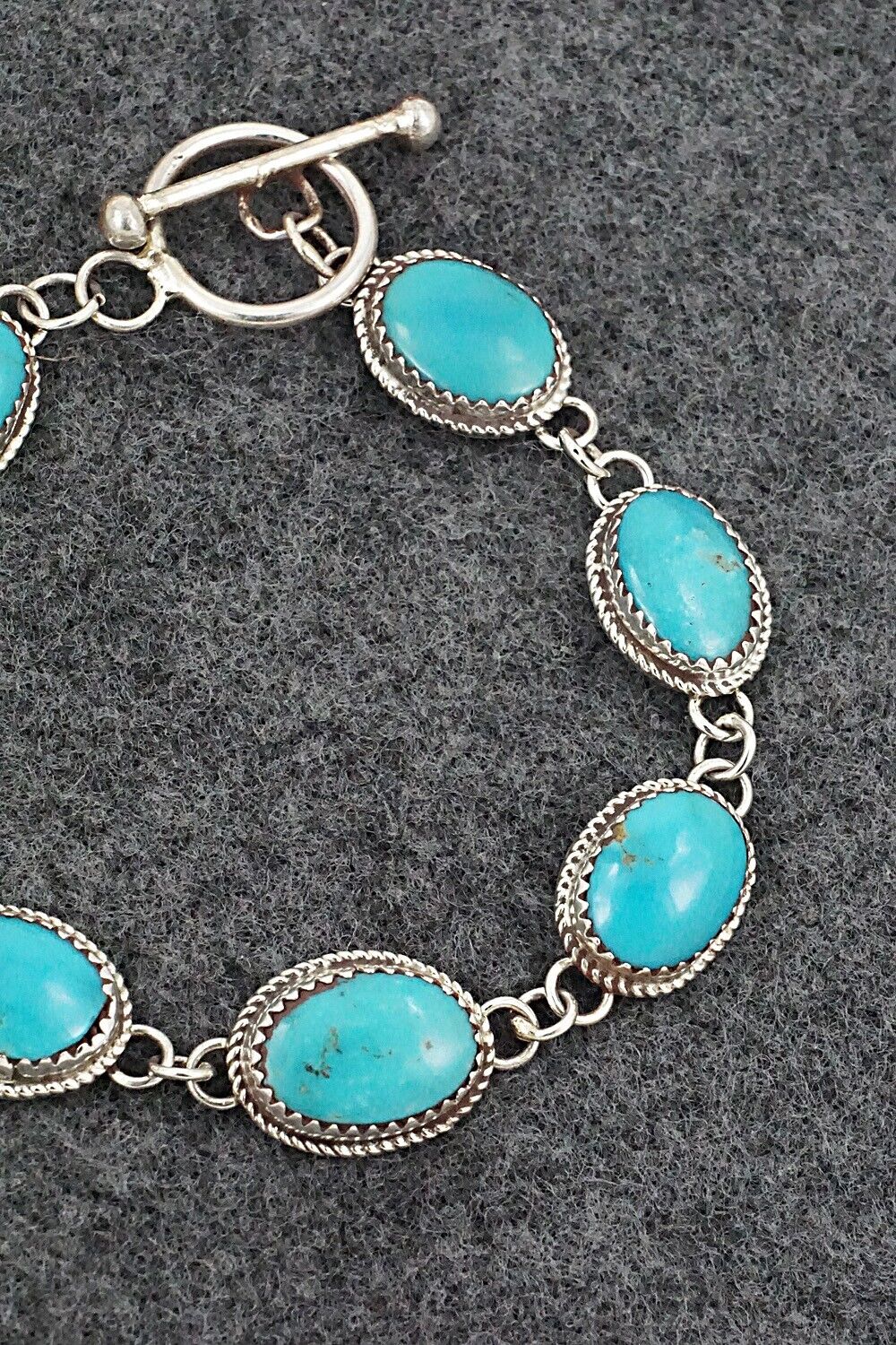 Turquoise & Sterling Silver Link Bracelet - Ernest Hawthorne