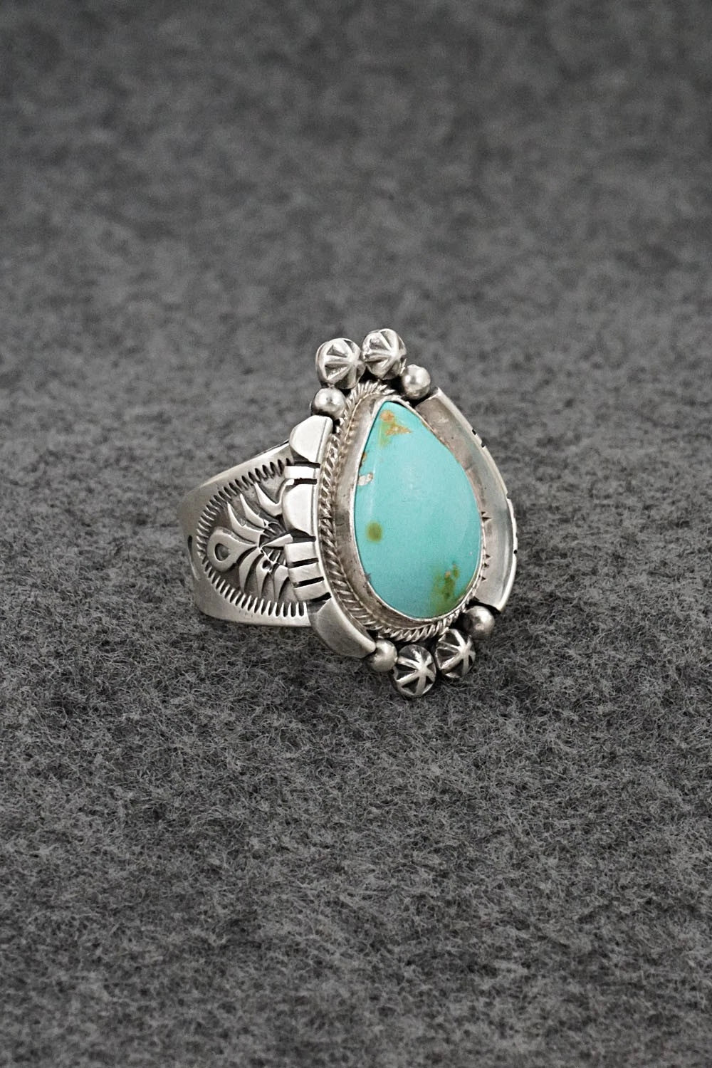 Turquoise & Sterling Silver Ring - Samuel Yellowhair - Size 8
