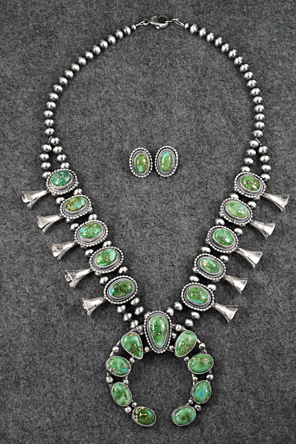 Turquoise & Sterling Silver Squash Blossom Set - Darrin Livingston