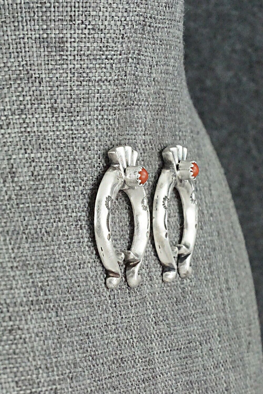 Coral & Sterling Silver Earrings - Adrienne Gordon