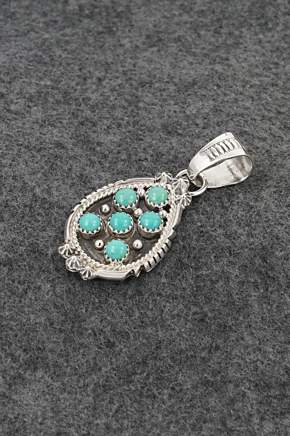 Turquoise & Sterling Silver Pendant - Kenny Lonjose