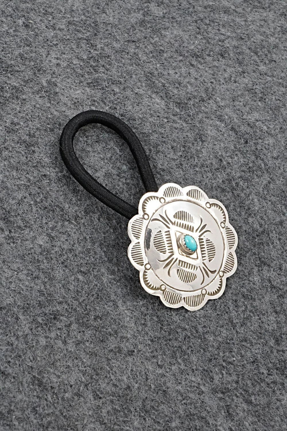 Turquoise & Sterling Silver Hair Tie - Bertha Begay