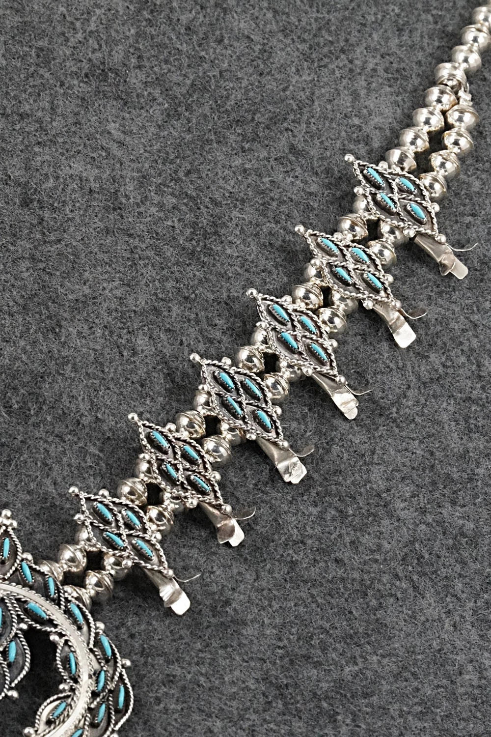 Turquoise & Sterling Silver Squash Blossom Set - Lorna Mahkee