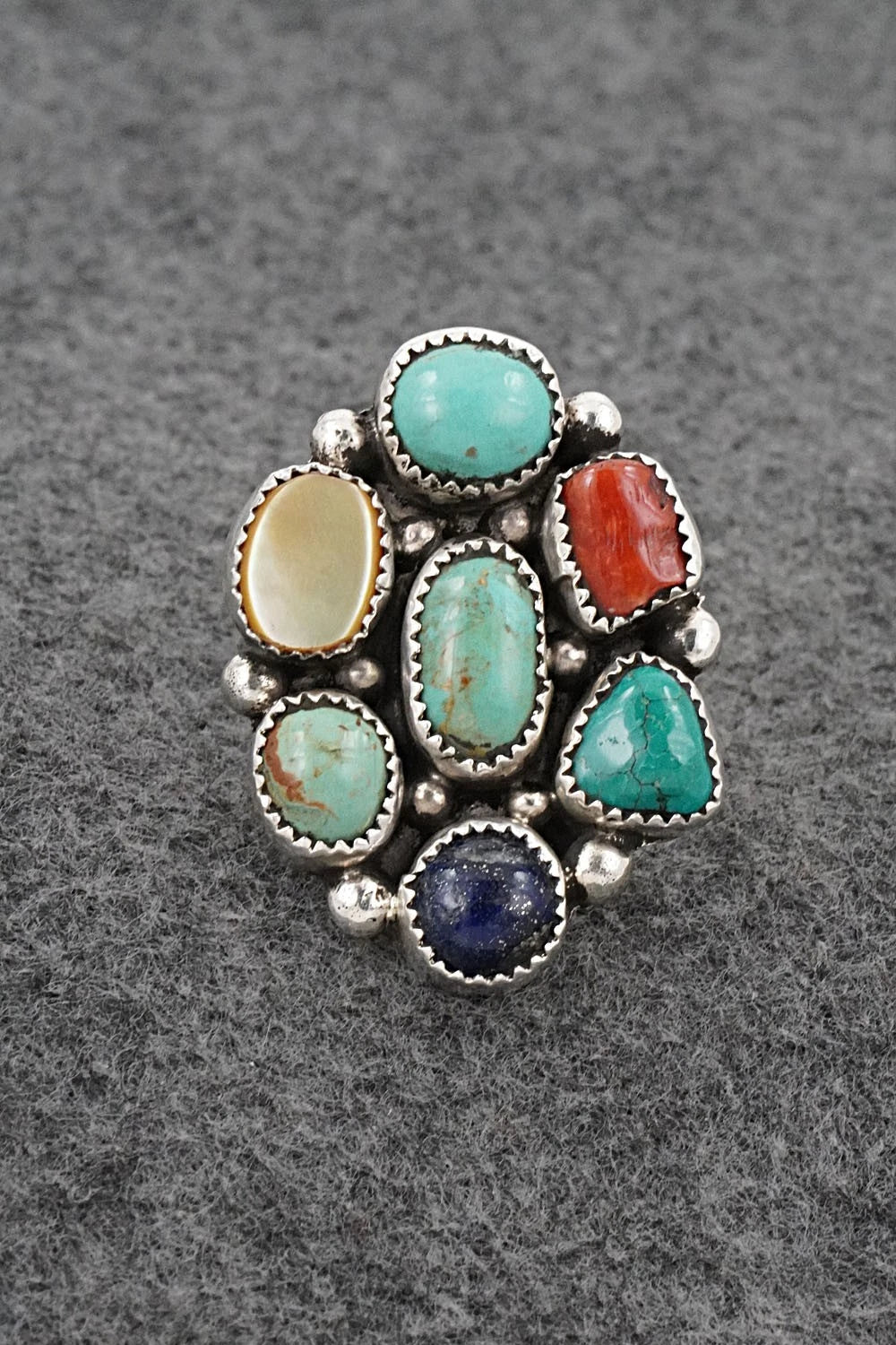 Multi-Stone & Sterling Silver Ring - Priscilla Reeder - Size 9.5