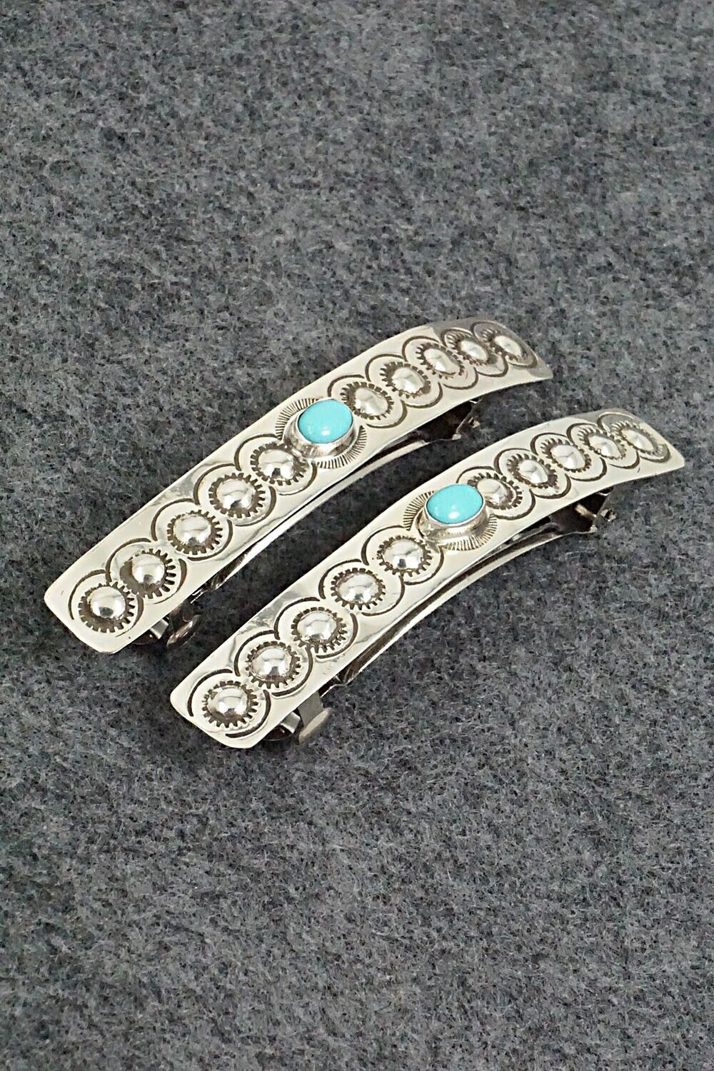 Turquoise & Sterling Silver Hair Barrettes - Jennie Blackgoat