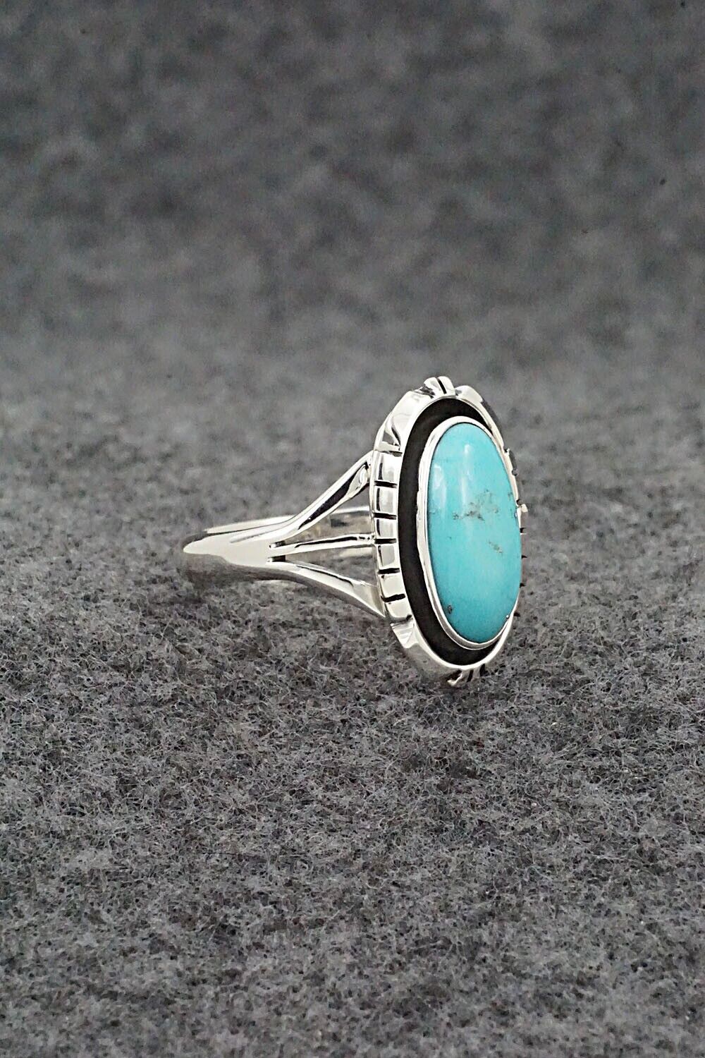 Turquoise & Sterling Silver Ring - Amos Begay - Size 8.5