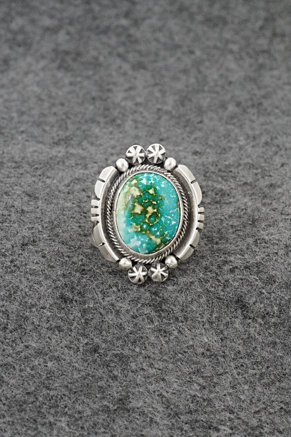 Turquoise & Sterling Silver Ring - Samuel Yellowhair - Size 7.5