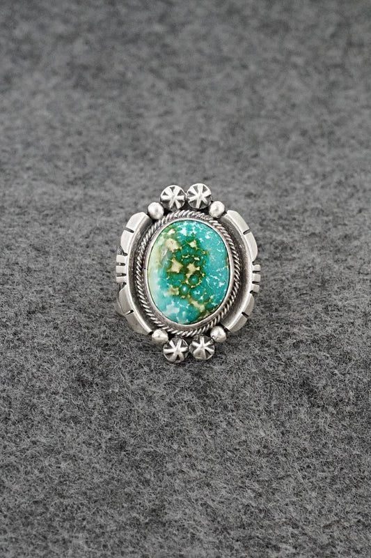 Turquoise & Sterling Silver Ring - Samuel Yellowhair - Size 7.5