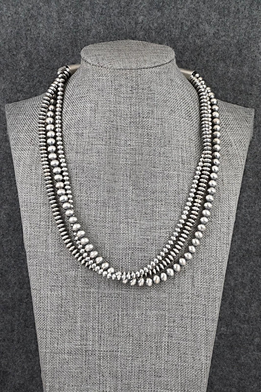 Sterling Silver Navajo Pearl Necklace 18" - Dorinda Mariano