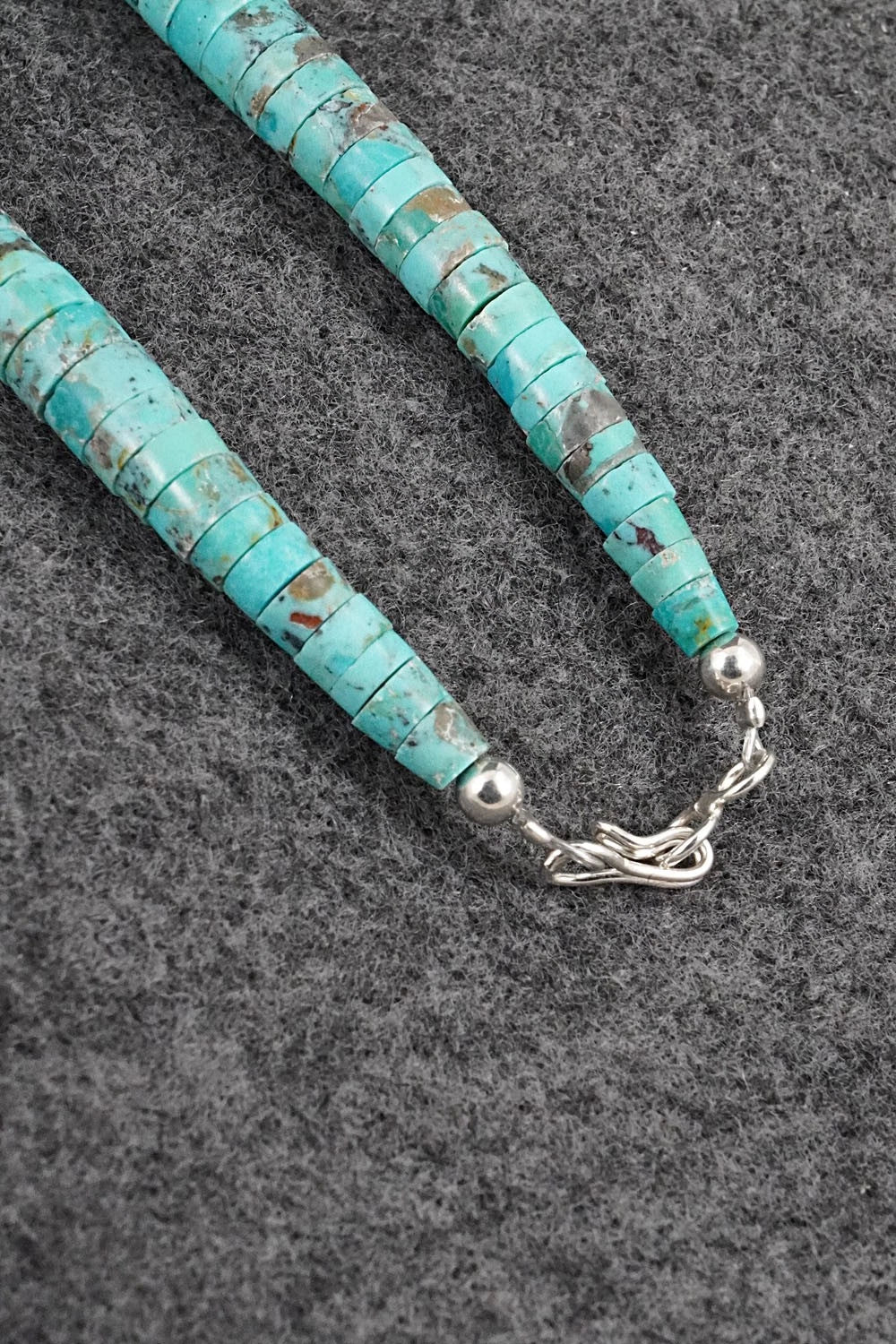 Turquoise, Spiny Oyster and Sterling Silver Necklace - Lupe Lovato