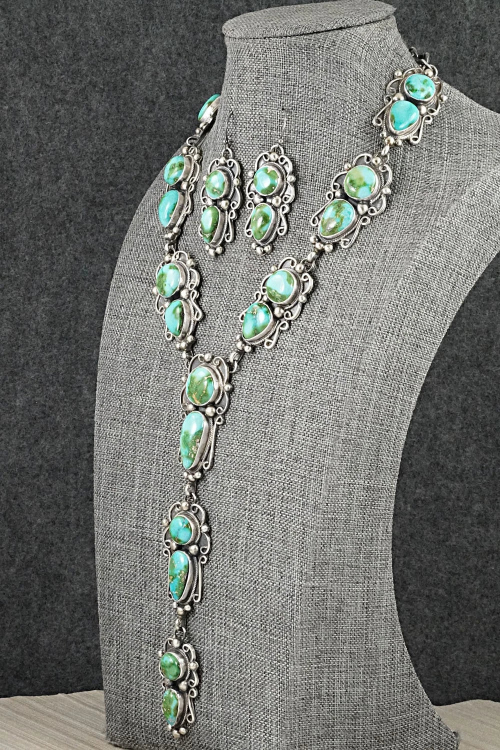 Turquoise & Sterling Silver Necklace and Earrings Set - Kathleen Livingston