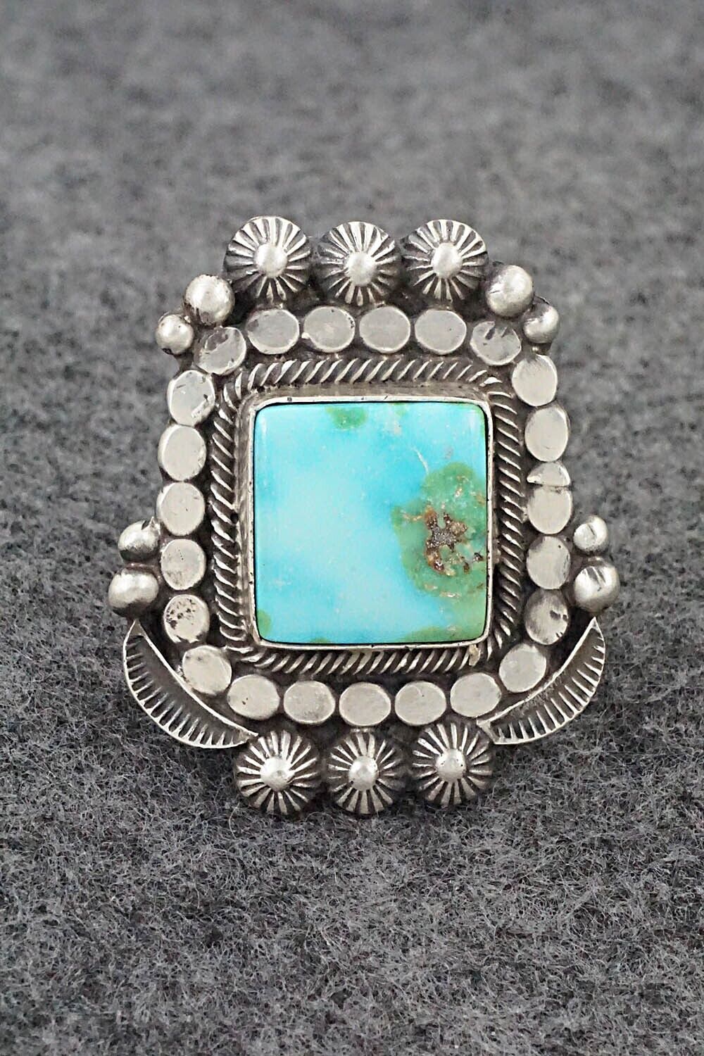 Turquoise & Sterling Silver Ring - Tom Lewis - Size 7.5