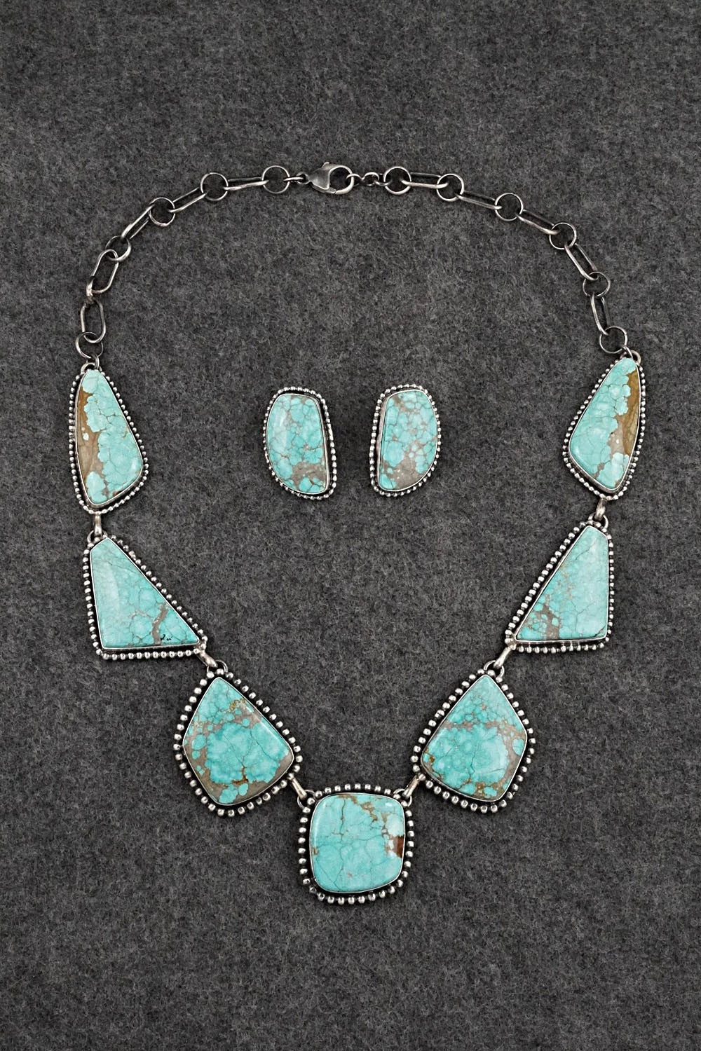 Turquoise & Sterling Silver Necklace and Earrings Set - Paul Livingston