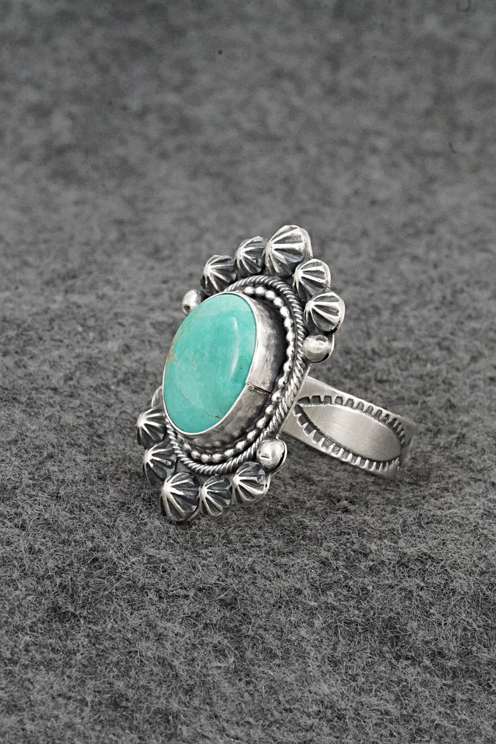 Turquoise & Sterling Silver Ring - Cordell Platero - Size Adjustable