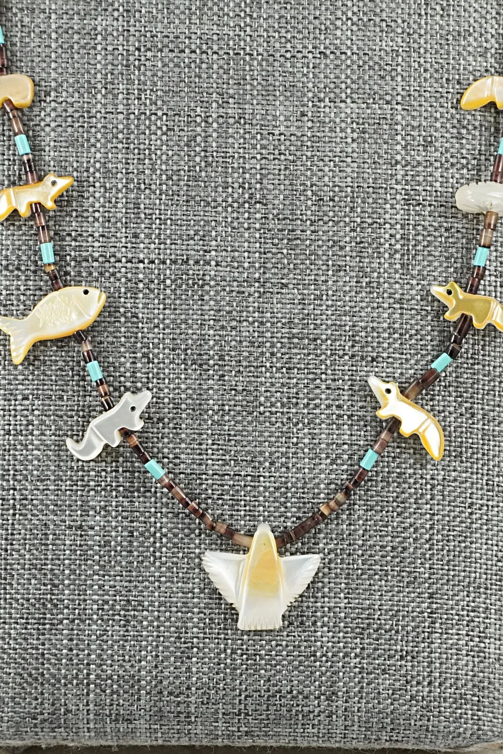 Multi-Stone Fetish Carving & Sterling Silver Necklace - Hector Goodluck