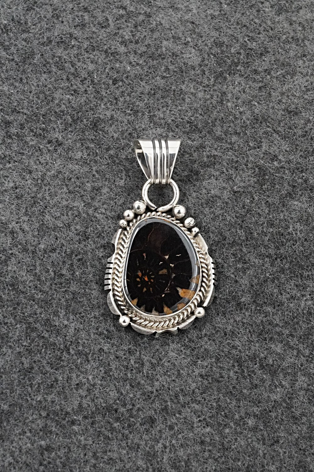 Ammonite & Sterling Silver Pendant - Samuel Yellowhair