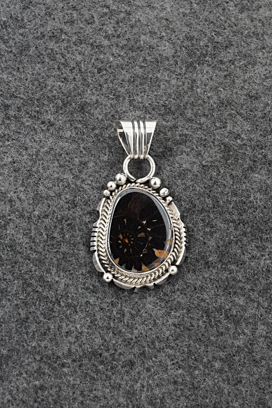 Ammonite & Sterling Silver Pendant - Samuel Yellowhair