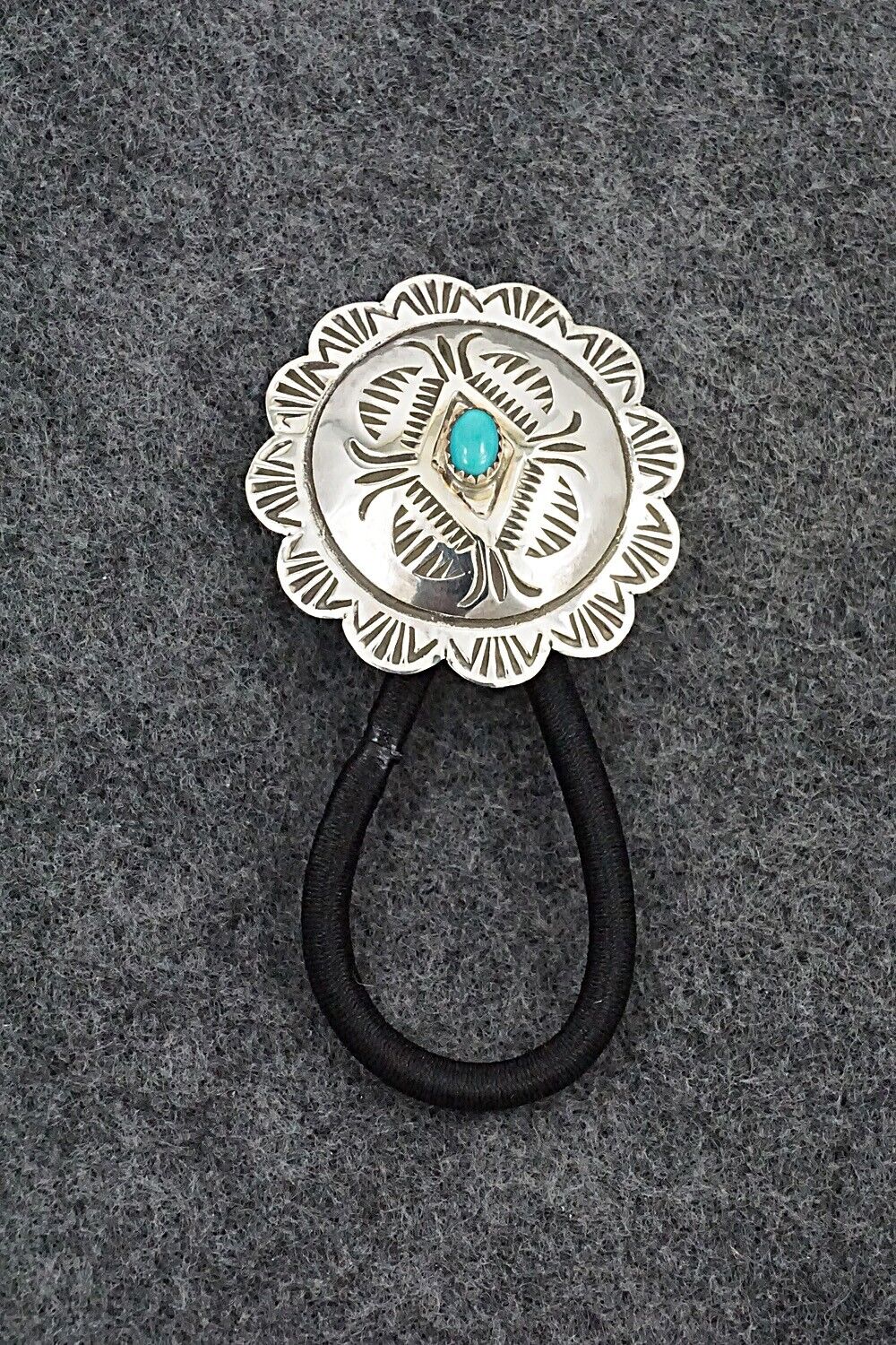 Turquoise & Sterling Silver Hair Tie - Bertha Begay