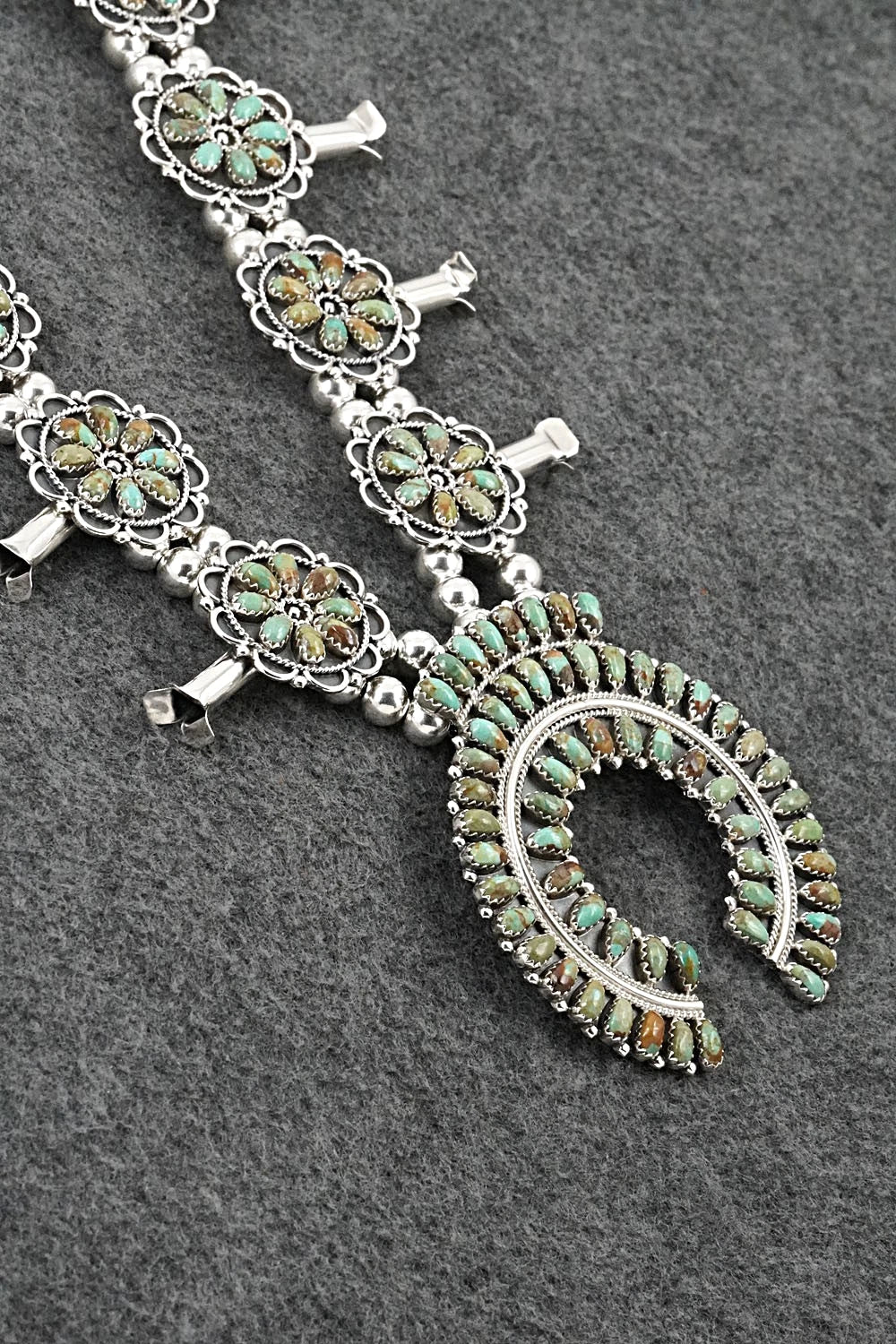 Turquoise & Sterling Silver Squash Blossom Set - Gerald Mitchell