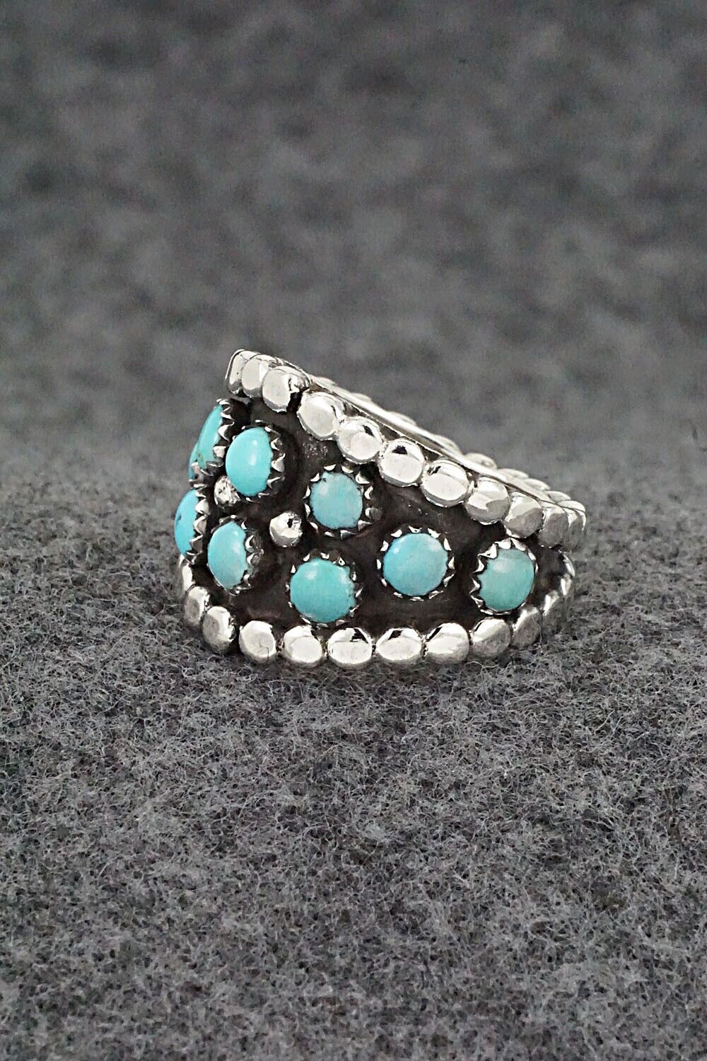 Turquoise & Sterling Silver Ring - Kenny Lonjose - Size 7.5