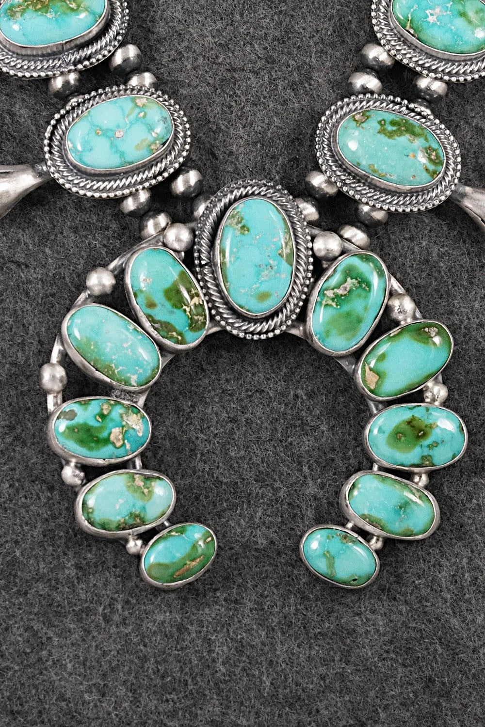 Turquoise & Sterling Silver Squash Blossom Set - Bobby Johnson