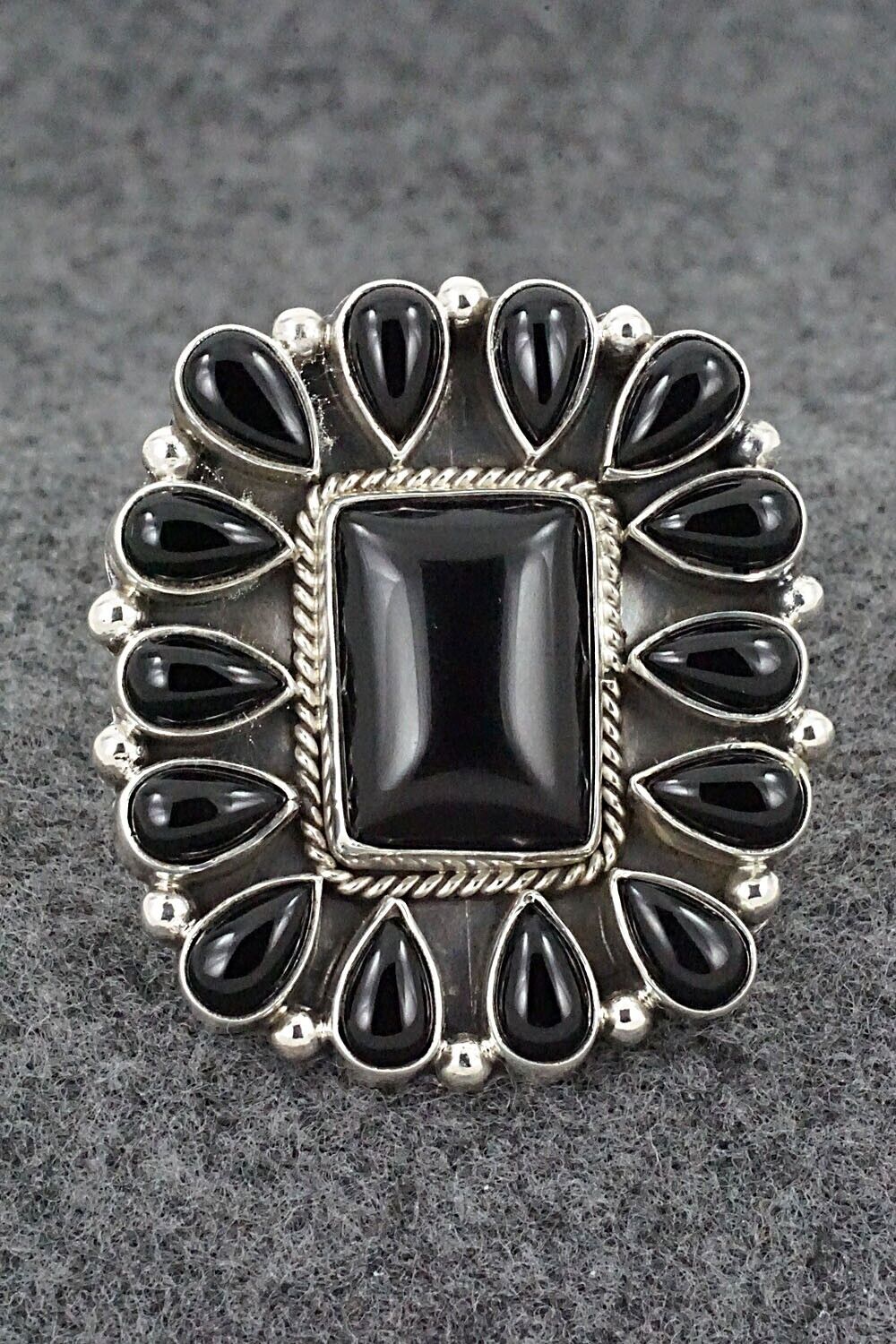 Onyx & Sterling Silver Ring - Verley Betone - Size 8