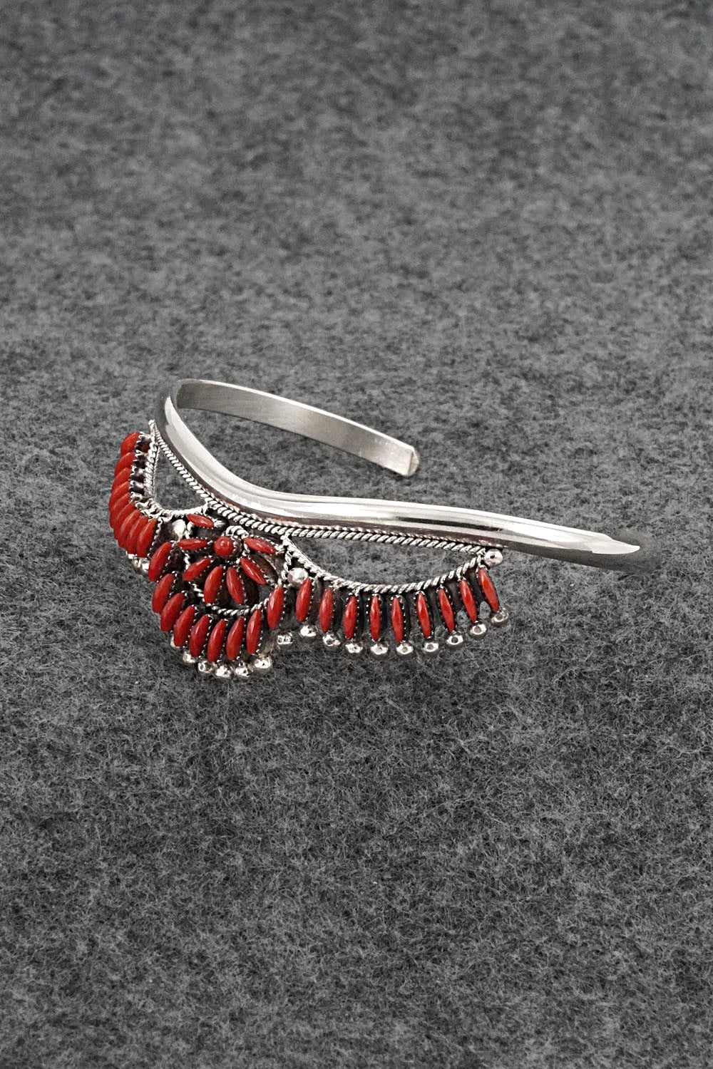 Coral & Sterling Silver Bracelet - Stewart Nakatewa