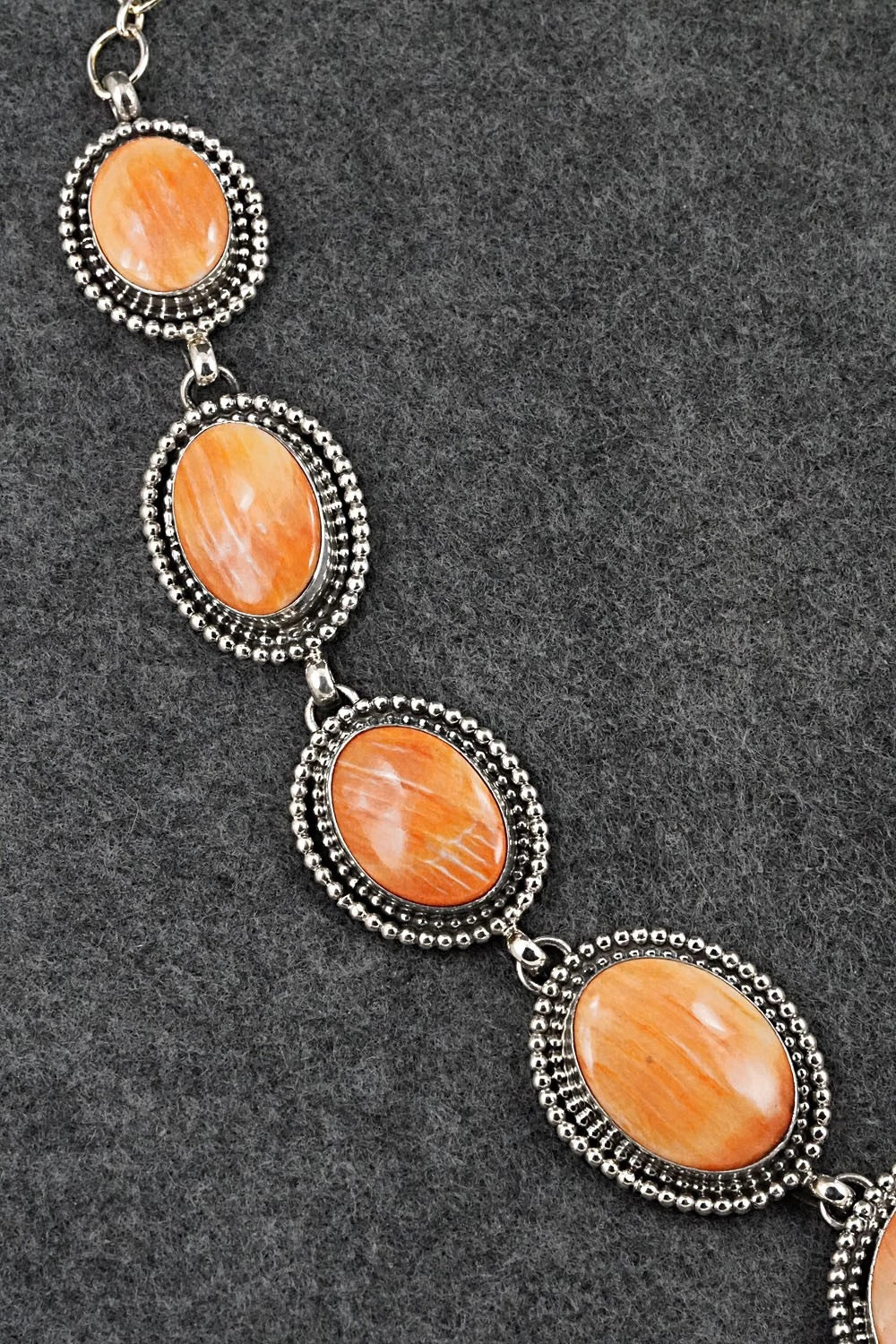 Spiny Oyster & Sterling Silver Necklace and Earrings Set - Darrin Livingston
